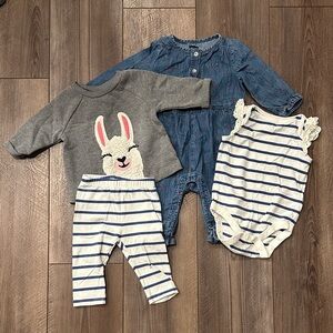 Baby Gap girls clothes lot / Denim romper / sweater / size 3-6 months